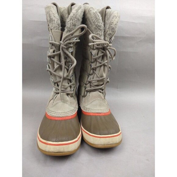 Sorel Boots Women's Size 8 Joan Of Arctic Winter Snow Tan Orange Leather - Picture 3 of 13